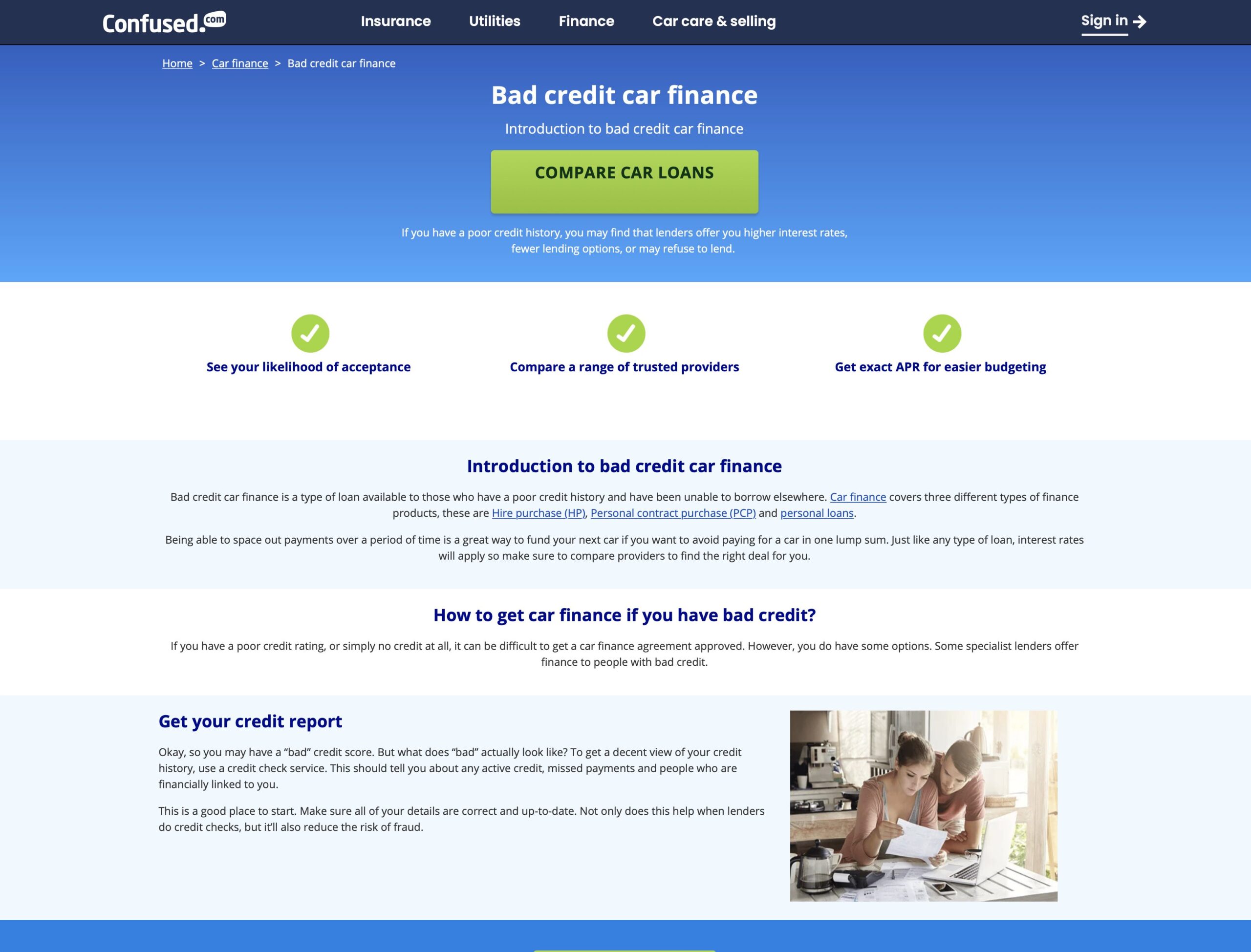 Confused.com Bad Credit Car Finance Page Scaled