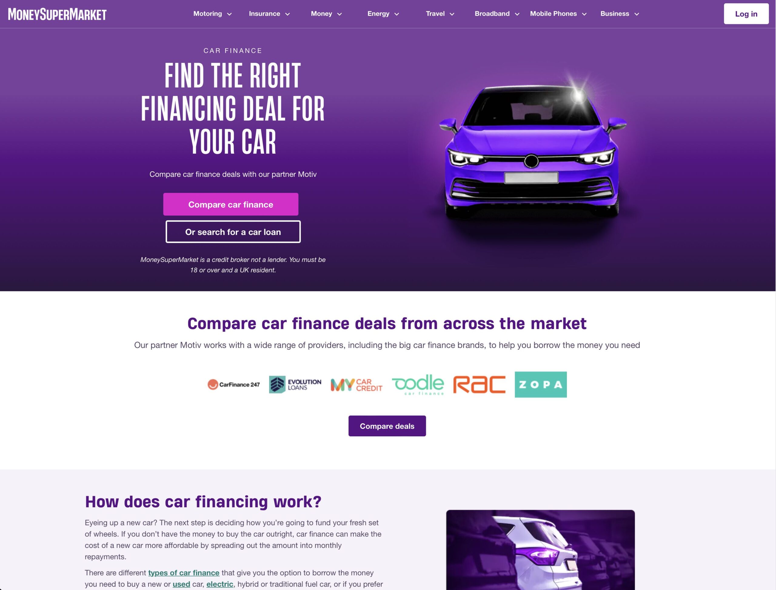 Moneysupermarket Car Finance Page Scaled